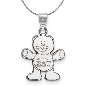 Sterling Silver Sigma Delta Tau Small Pendant Necklace - 18 Inch